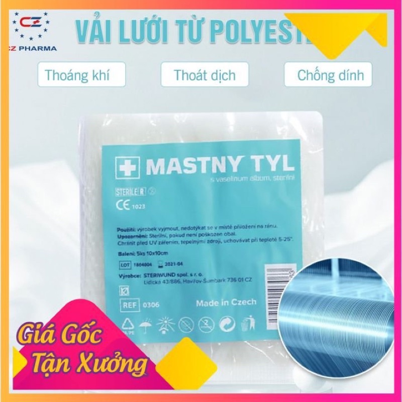 Gạc không thấm tẩm Vaseline Mastny TYL túi 5 miếng