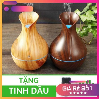 Máy khuyếch tán xông tinh dầu để bàn Vân gỗ Tặng Tinh dầu cổng USB kiêm Máy phun sương tạo ẩm M1700