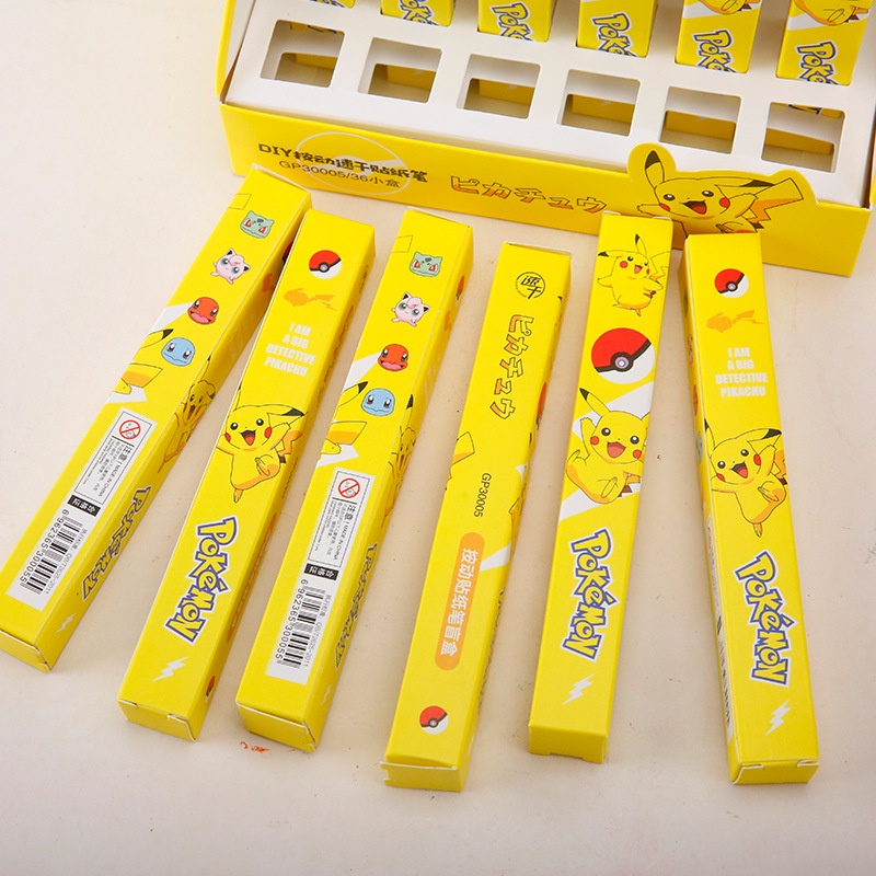 Bút Mực gel Dạng Nhấn Hình Pokemon Pikachu DIY Cho Trẻ Em