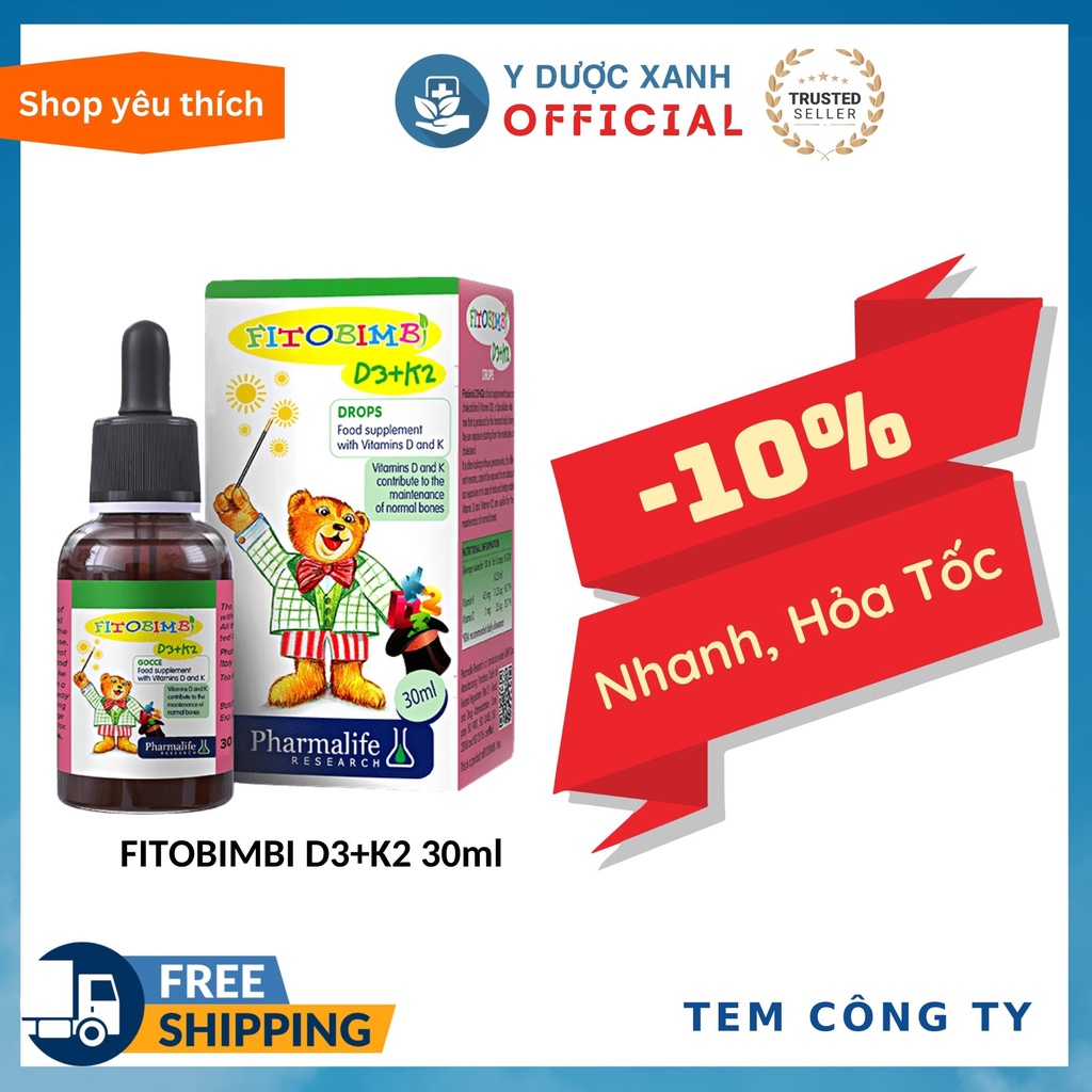 Mua [Chính Hãng] FITOBIMBI D3 K2, 30ml, Vitamin D3 K2 cho bé, trẻ em - Y Dược Xanh