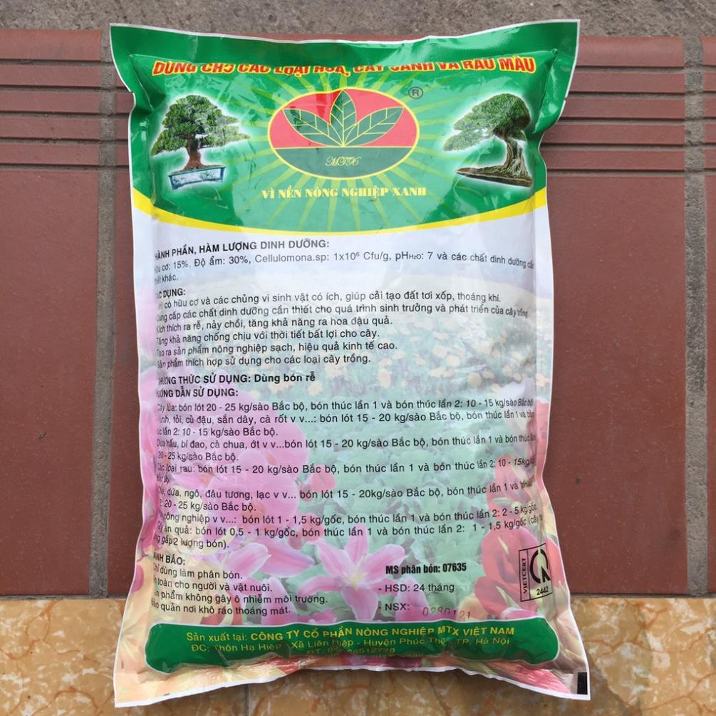 Phân bón hữu cơ vi sinh cho hoa cây kiểng 2kg, phân bón cho cây kiểng, phân bón cho hoa cây cảnh 2kg, phân bón hữu cơ