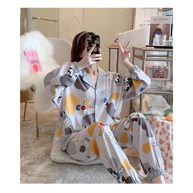 Bộ Đồ Pijama Nữ Dài Tay Mặc Nhà, Bộ Đồ Ngủ Thun Sữa Mỏng Thu Đông Botaria