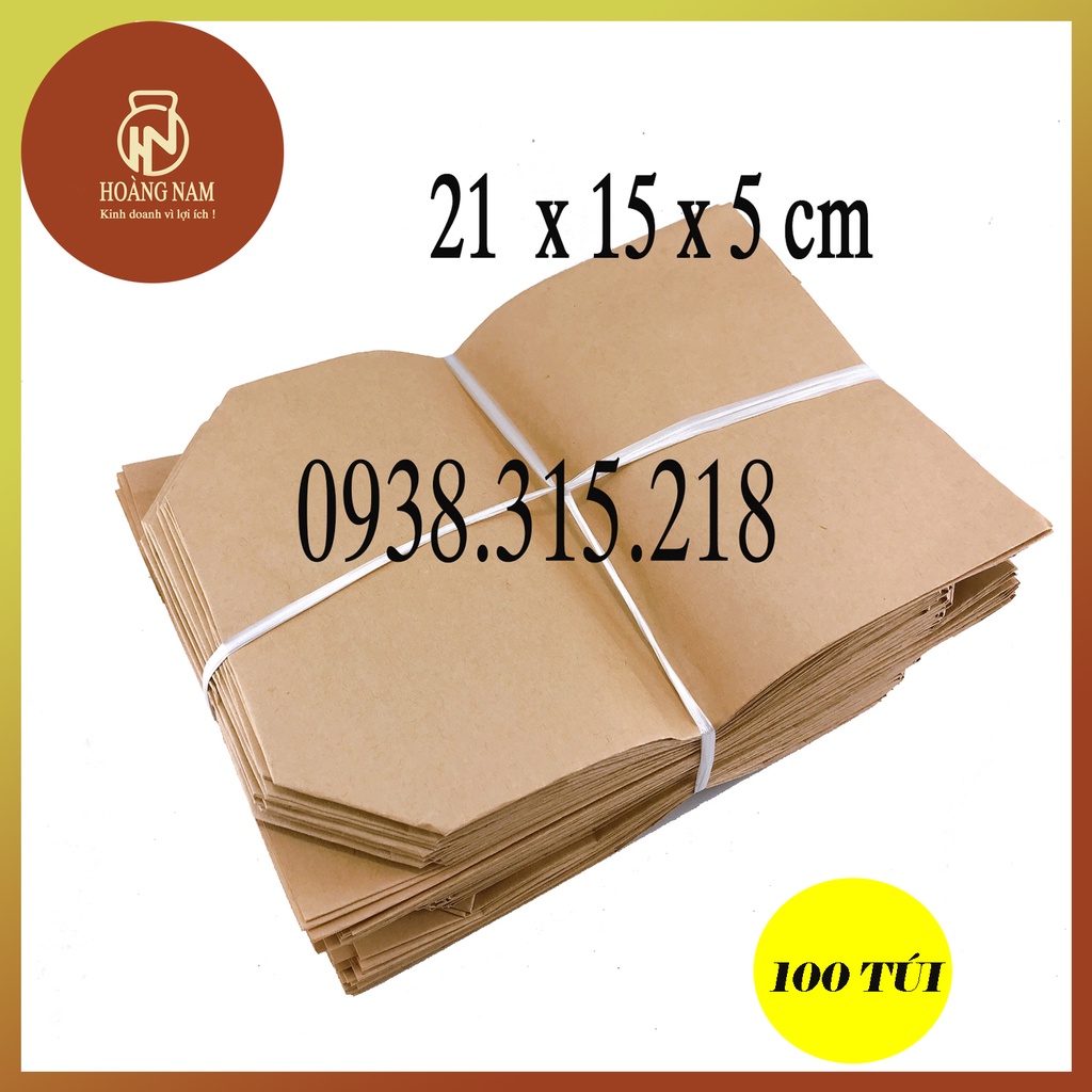 Túi Giấy Xi Măng  21 x 15 x 5 cm Thuộc Phân Loại 70gar Túi Kraft Gói Hàng , Đựng Bánh , Bảo Vệ Môi Trường ( Loại Giấy Tô