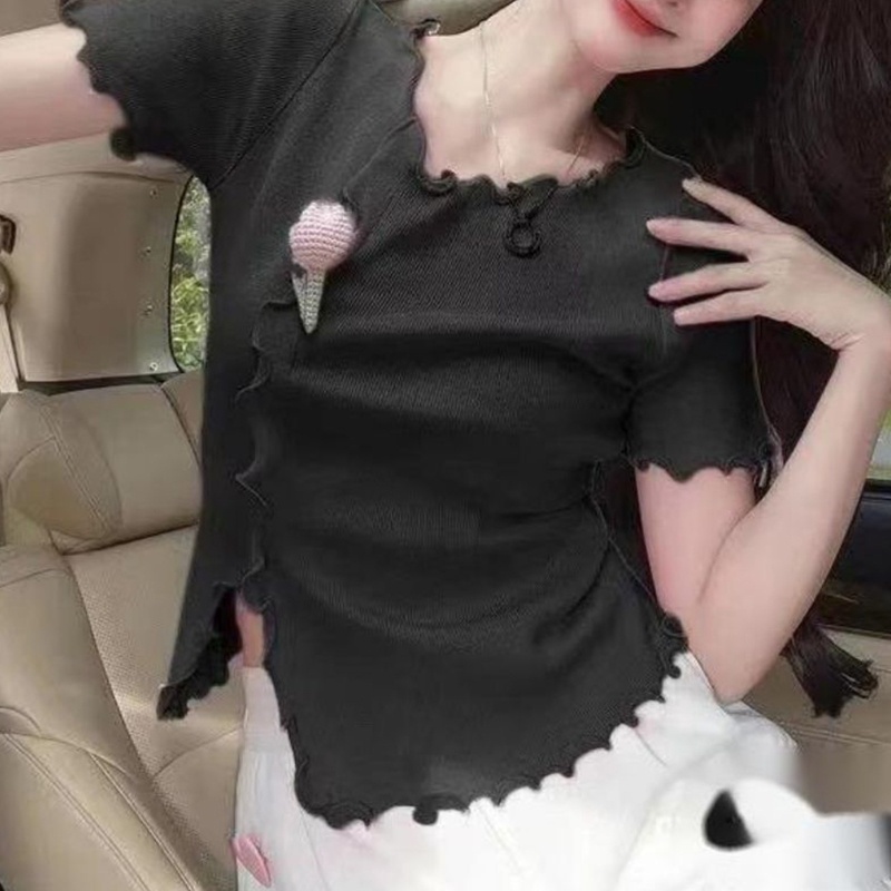 Áo Crop Top Nữ Tay Ngắn In Hoa 3D Thời Trang