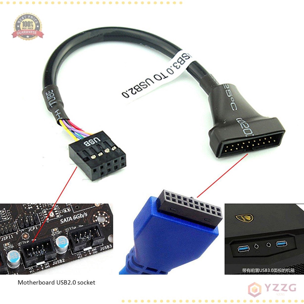 ✨Giá tốt nhất✨ Dây cáp mở rộng USB 2.0 9 Pin sang đầu cắm bo mạch chủ USB 3.0 20 Pin