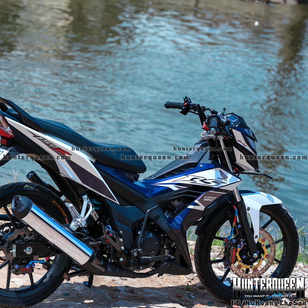 Tem rời cao cấp, RS Sonic dán xe trắng xanh. Decal chống nước, bền màu, công nghệ mới, kích thước chuẩn