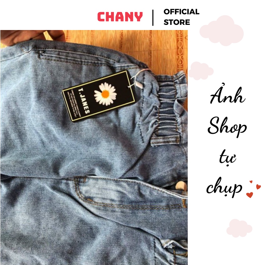 Quần baggy nữ Jeans lưng cao cạp chun sau Bigsize