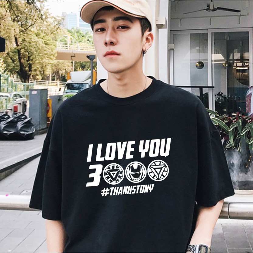 Áo thun unisex tay lỡ dáng rộng I Love You 3000 nam nữ oversize tee phông rộng đơn giản streetwear