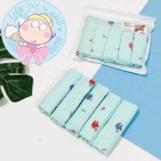 Sét 5 chiếc khăn sữa in hình cotton Mipbi