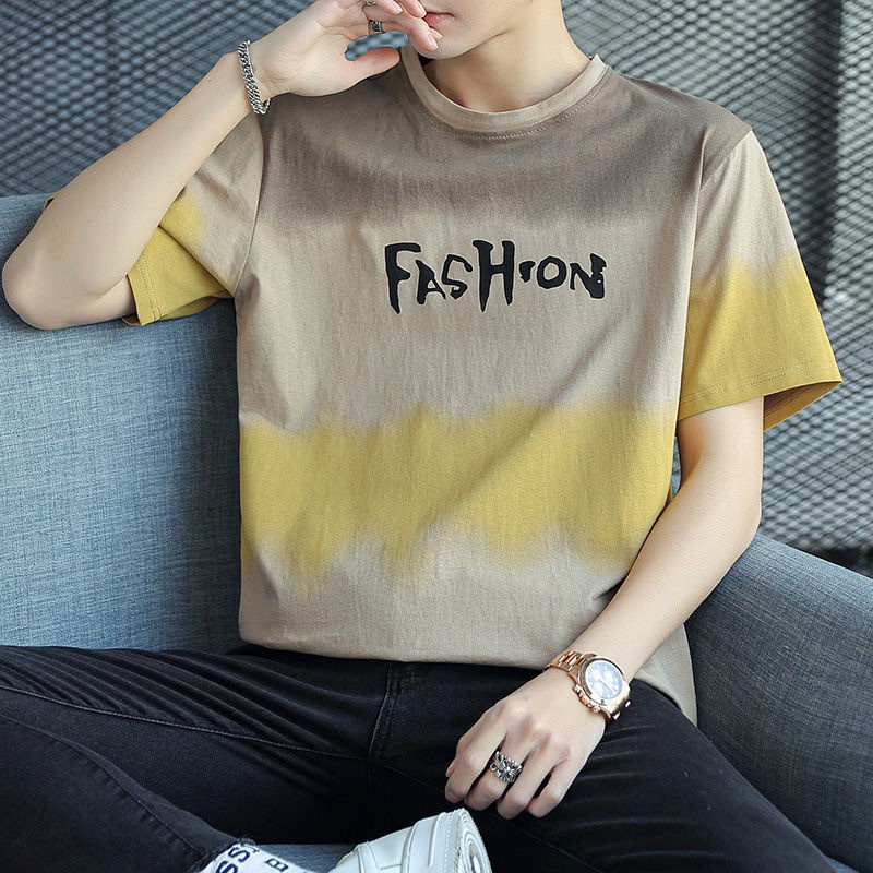 Áo Thun 100% Cotton Tay Ngắn Cổ Tròn Dáng Rộng Thời Trang Cho Nam Giới