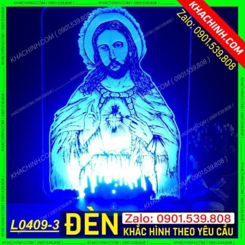 Đèn thờ hình Chúa - nhận làm ảnh Thiên Chúa theo yêu cầu - Mẫu L0471-L có Remote thay đổi 16 màu