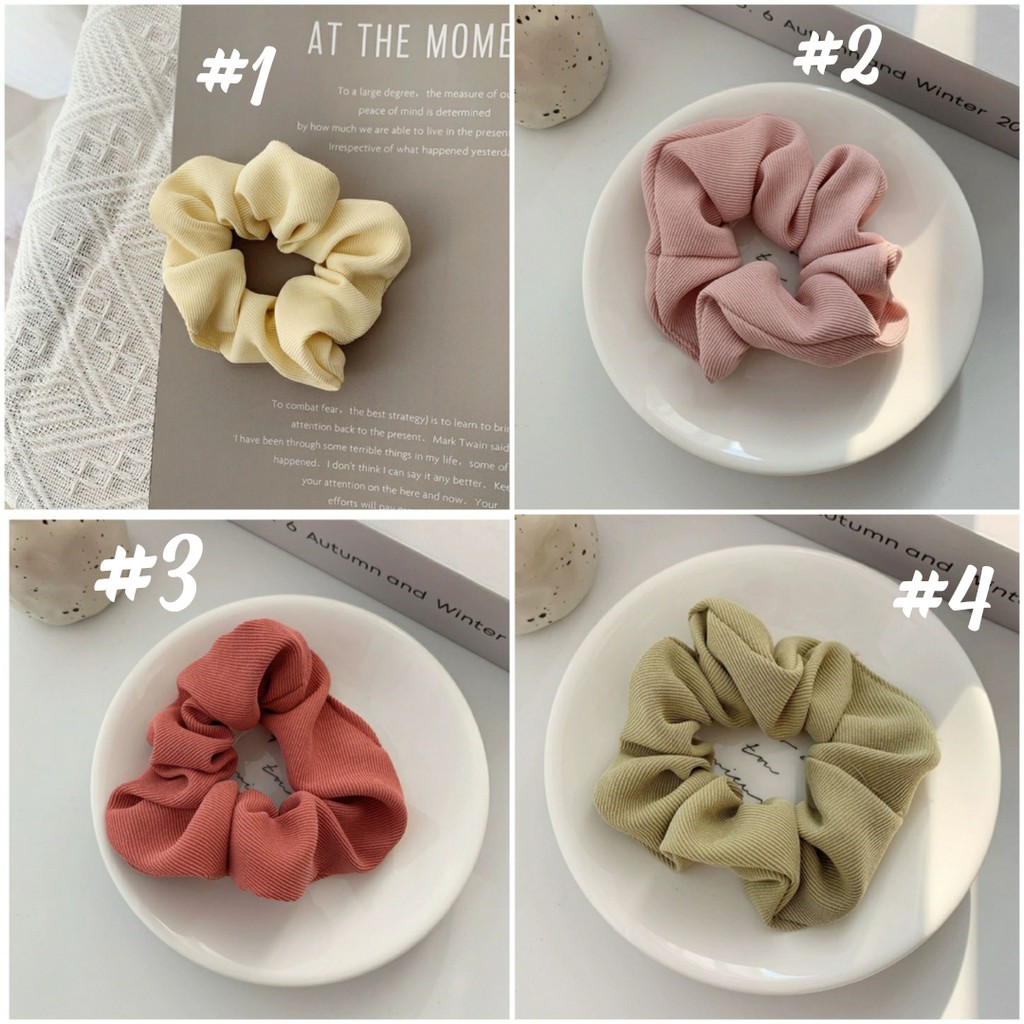 Chun buộc tóc scrunchie màu vintage hottrend