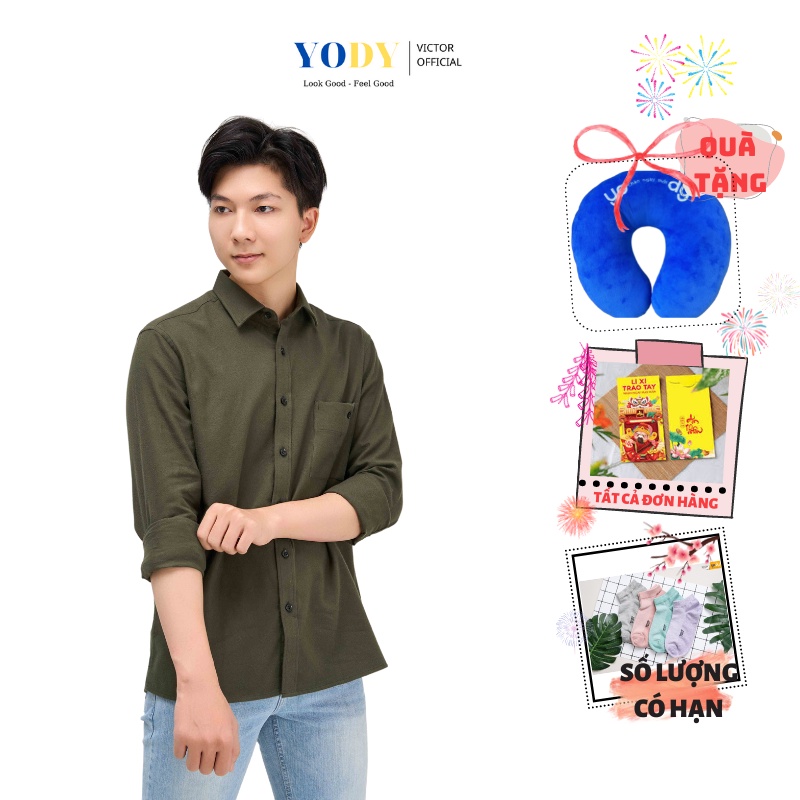 Áo Sơ Mi Nam YODY Công Sở Tay Dài Cotton, Áo Nam Trẻ Trung Thiết Kế Basic SMM4047