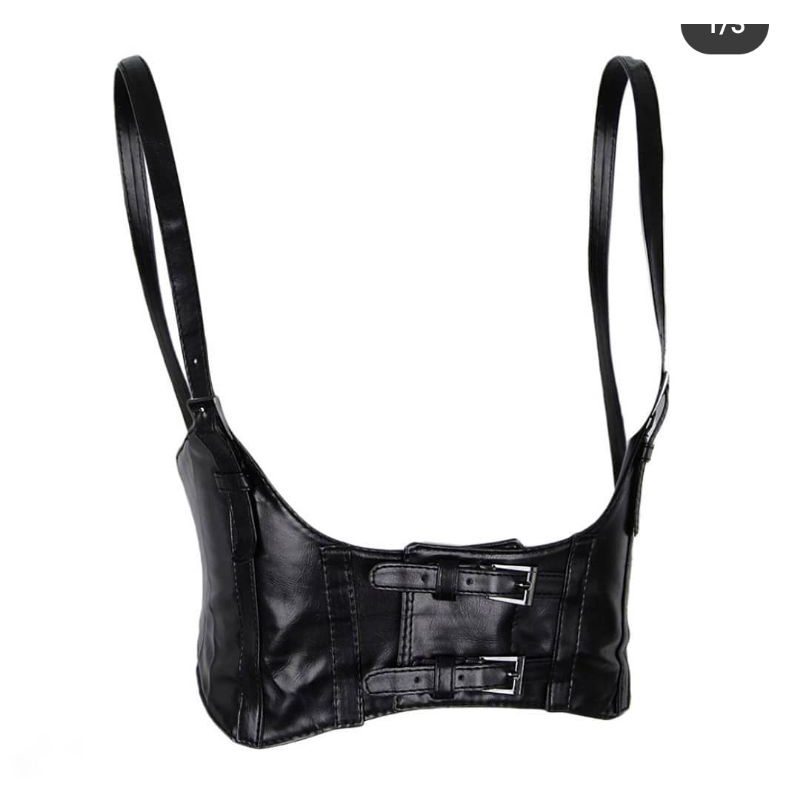 Áo nịt thắt lưng dây đeo bằng da gợi cảm cho nữ | Gothic grunge retro vintage belt corset style