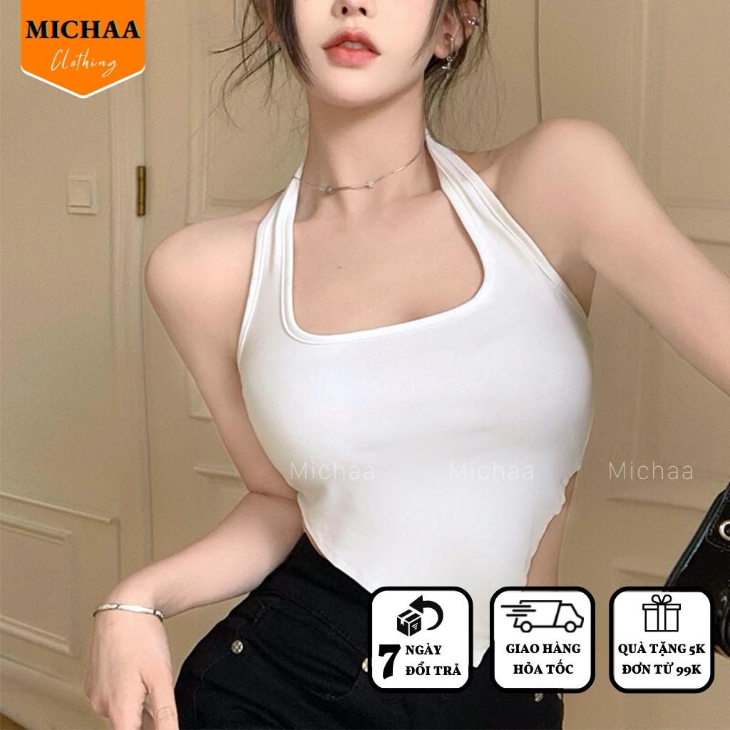 Áo Croptop YẾM CHOÀNG CỔ VẠT NHỌN Hở Lưng Nữ Thun, Áo Croptop Kiểu Ôm Body Đẹp 2 Màu - MICHAA