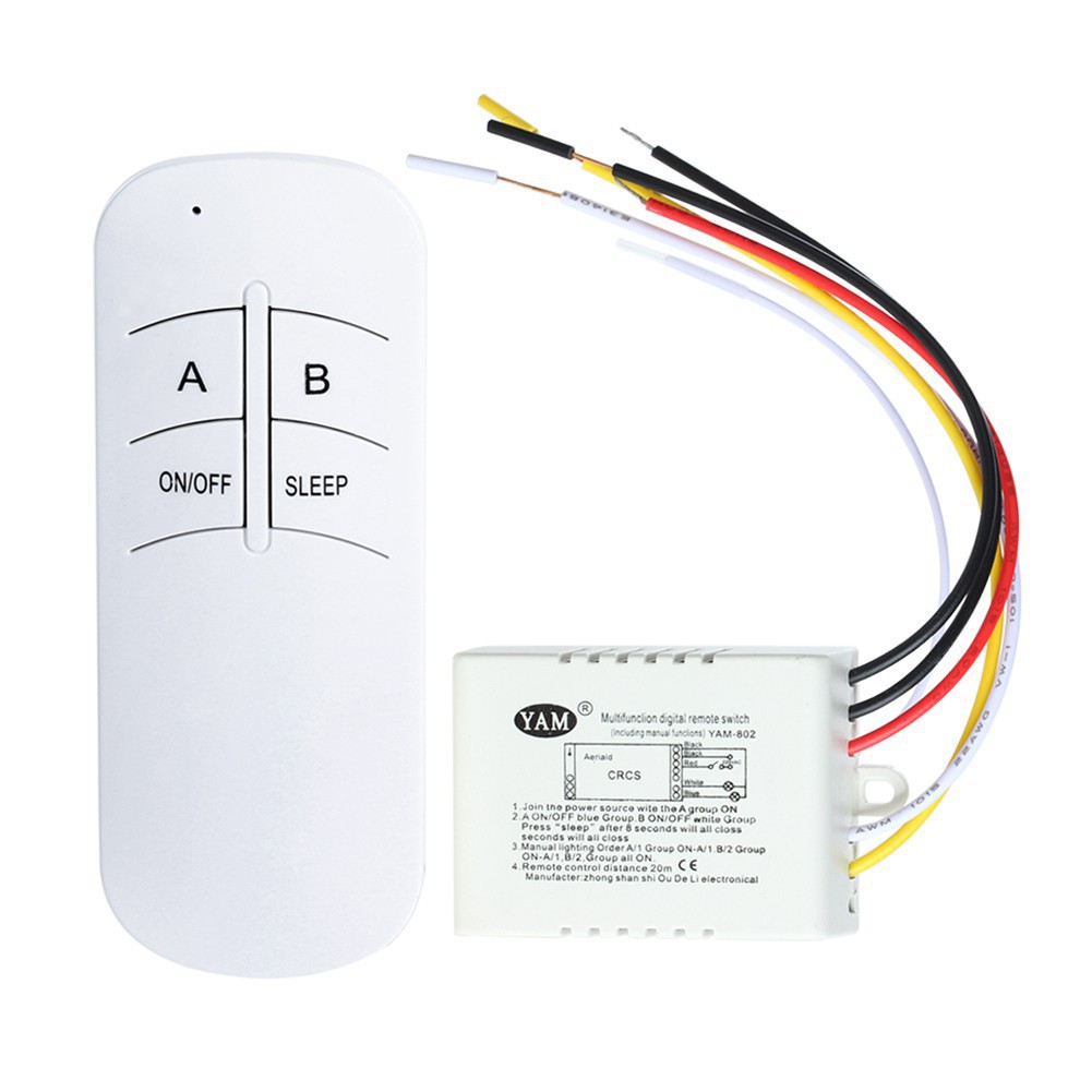 Công tắc BẬT/TẮT đèn điện 220V điều khiển từ xa không dây và thiết bị nhận tín hiệu
