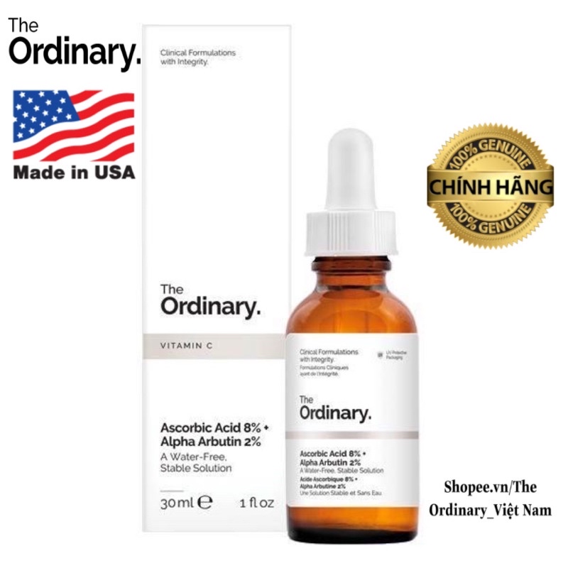 Tinh Chất Mờ Nám Tàn Nhang The Ordinary Ascorbic Acid 8% Alpha Arbutin 2% Vitamin C và Arburin
