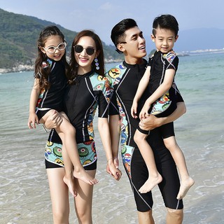 Bộ Đồ Bơi Tay Lỡ Chống Nắng Có Khóa Kéo Cho Mẹ Và Bé