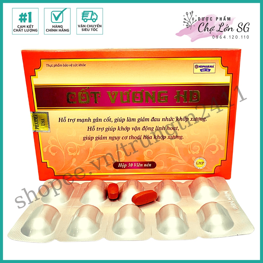 Viên uống CỐT VƯƠNG HD hỗ trợ mạnh gân cốt, giúp giảm đau nhức xương  – Hộp 30 viên