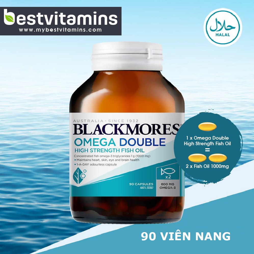 Dầu cá Omega 3 hàm lượng cao BLACKMORES OMEGA DOUBLE HIGH STRENGTH FISH OIL 90 Viên