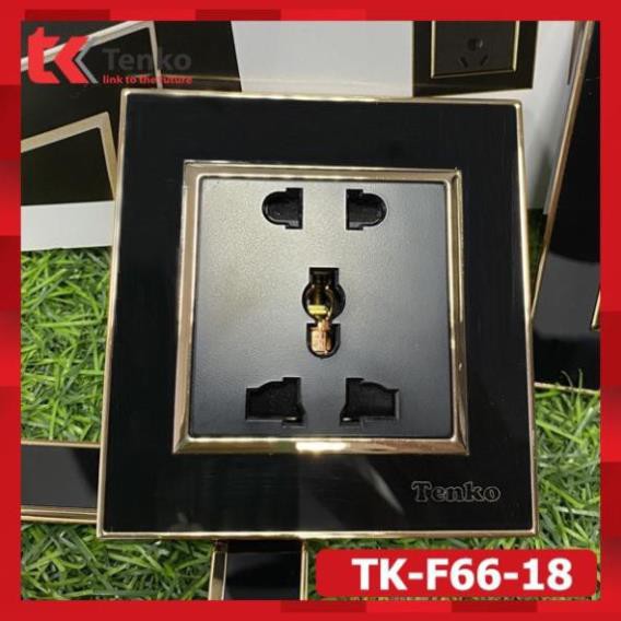Bán sỉ- Ổ cắm USB âm tường đen viền vàng nhựa Acrylic có lớp chắn chống giật Tenko TK-F66-18 ONMI.VN chính hãng.