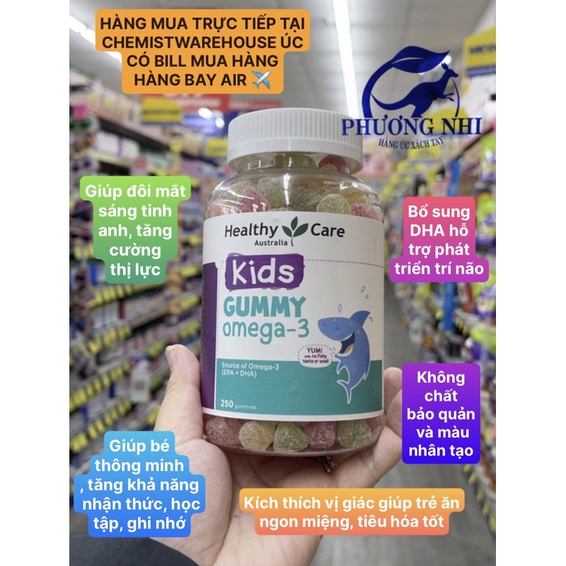KẸO GUMMY OMEGA 3 HEALTHY CARE CHO BÉ TRÊN 2 TUỔI