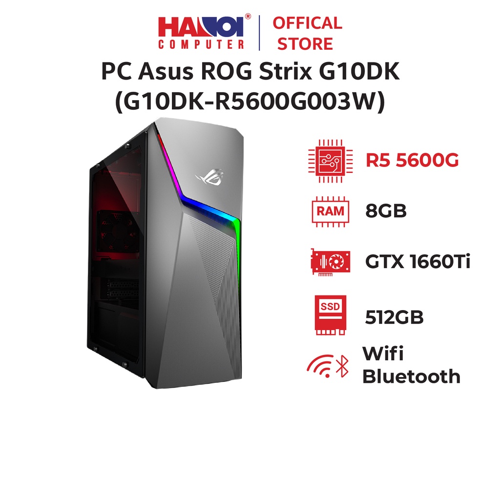 PC Asus ROG Strix G10DK (R5 5600G/8GB RAM/512GB SSD/GTX1660Ti/WL+BT5/Win 11) (G10DK-R5600G003W)