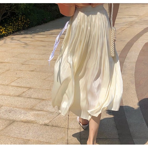 [Mã CBS1403B hoàn 10% tối đa 30K xu đơn 200K] Váy xếp ly, váy dài trơn satin, đồng màu cộng size | BigBuy360 - bigbuy360.vn