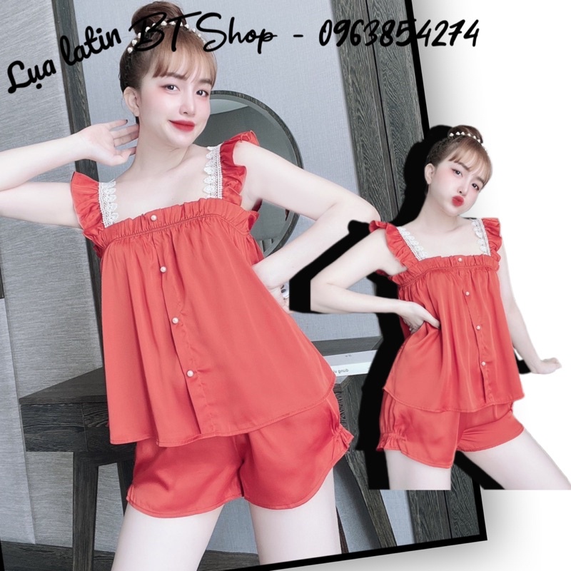 Đồ ngủ mặc nhà lụa latin trơn đùi freesize 42-57kg