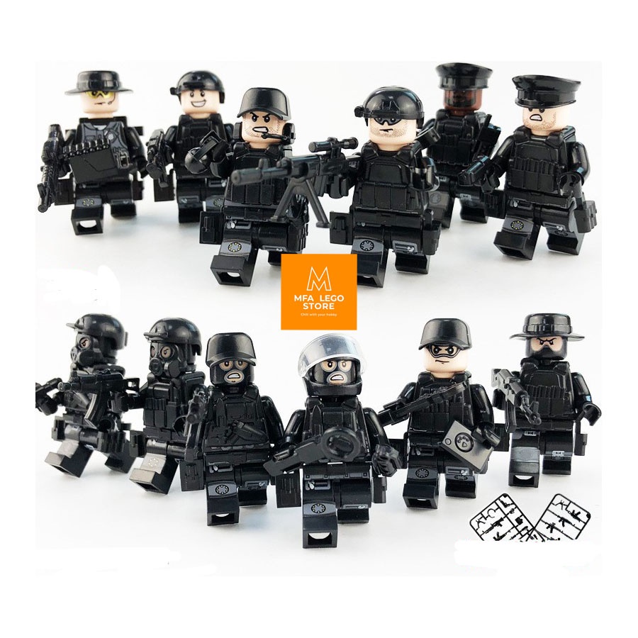 Đồ chơi lắp ráp lego , Đồ chơi cho bé - COMBO 12 LÍNH SWAT [ TẶNG KÈM 2 VĨ VŨ KHÍ ]