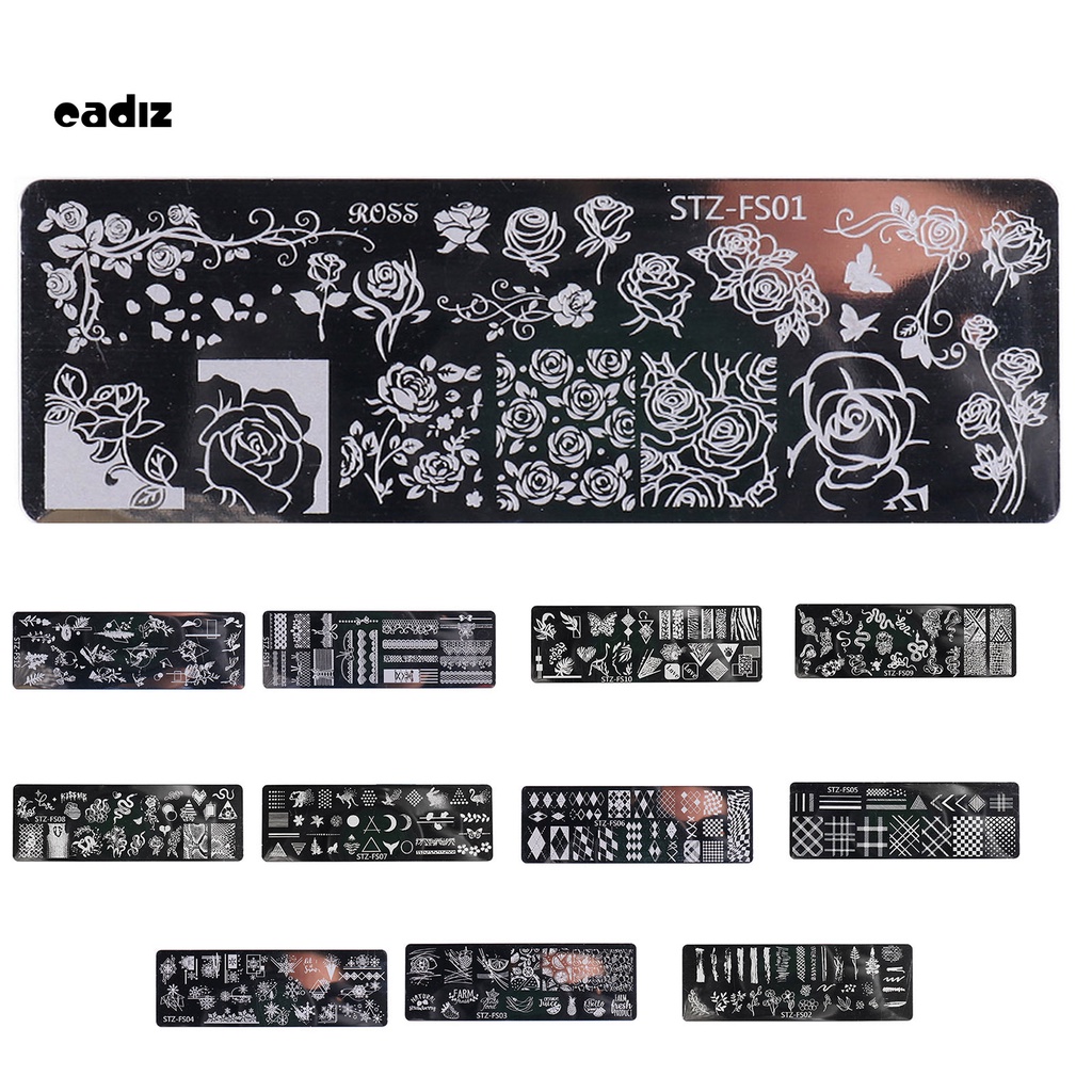 [Hàng mới về] Khuôn in họa tiết trang trí móng tay bằng thép không gỉ nhiều phong cách