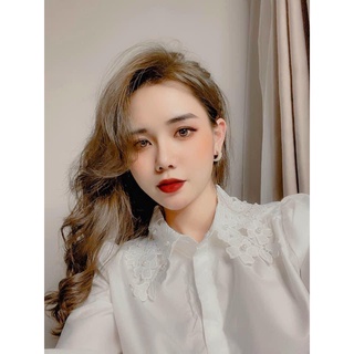 Áo sơ mi cổ ren đính đá cao cấp