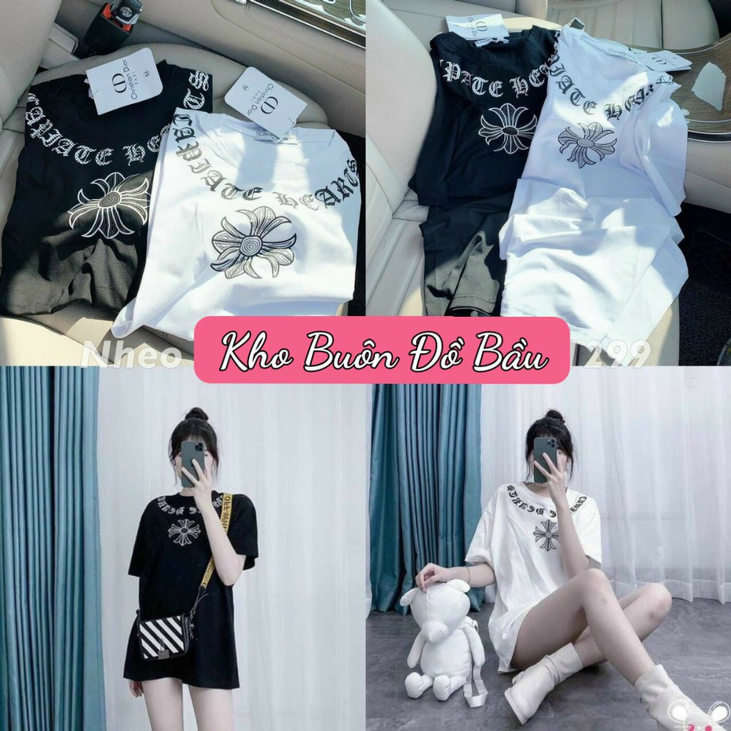 Áo thun nữ dáng thụng chất cotton _ Bầu bí bon chen thoải mái A091