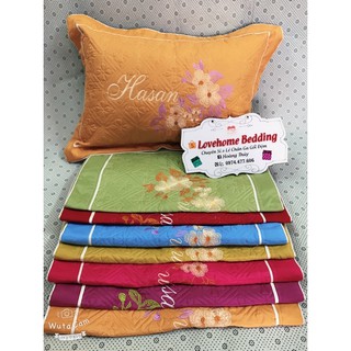 (1 cái) Vỏ gối Cotton satin trần bông thêu hoa, có khóa kéo - size 45x65cm ( VIDEO KÈM ẢNH THẬT)