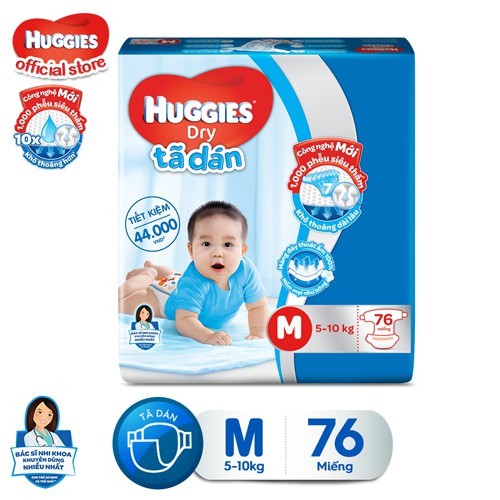 Tã dán HUGGIES DRY SUPER JUMBO M76/L68/XL62/XXL56XX56 9