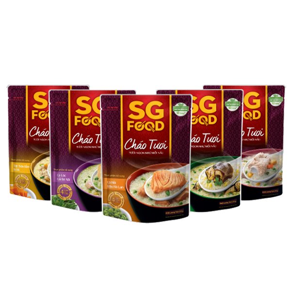 Combo 5 Cháo Tươi Sài Gòn Food 270G (Thịt Bằm, Sườn Non, Lươn, Cá Lóc, Cá Hồi)