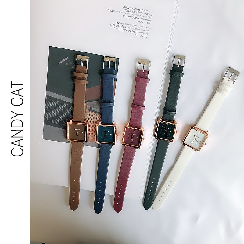 Đồng hồ nữ VISER1V dây da cao cấp mặt vuông | BigBuy360 - bigbuy360.vn