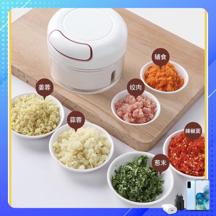 Máy xay tỏi ớt mini cầm tay đa năng có dây kéo tiện lợi Food Chopper