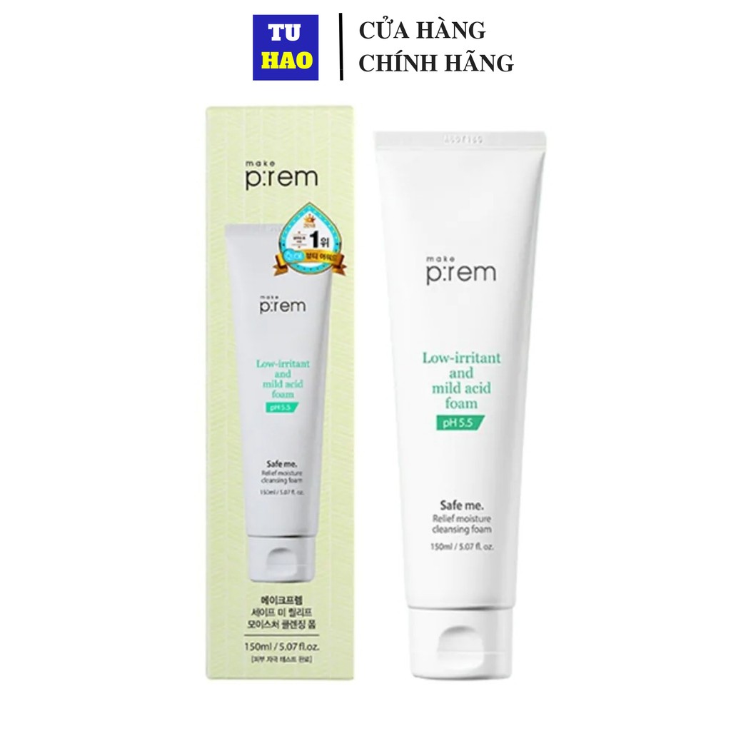 [Mã FMCG8 - 8% đơn 250K] Date 10/2021 Sữa rửa mặt Make P:rem Safe Me làm sạch dịu nhẹ Make Prem Cleansing 150ml - Từ Hảo