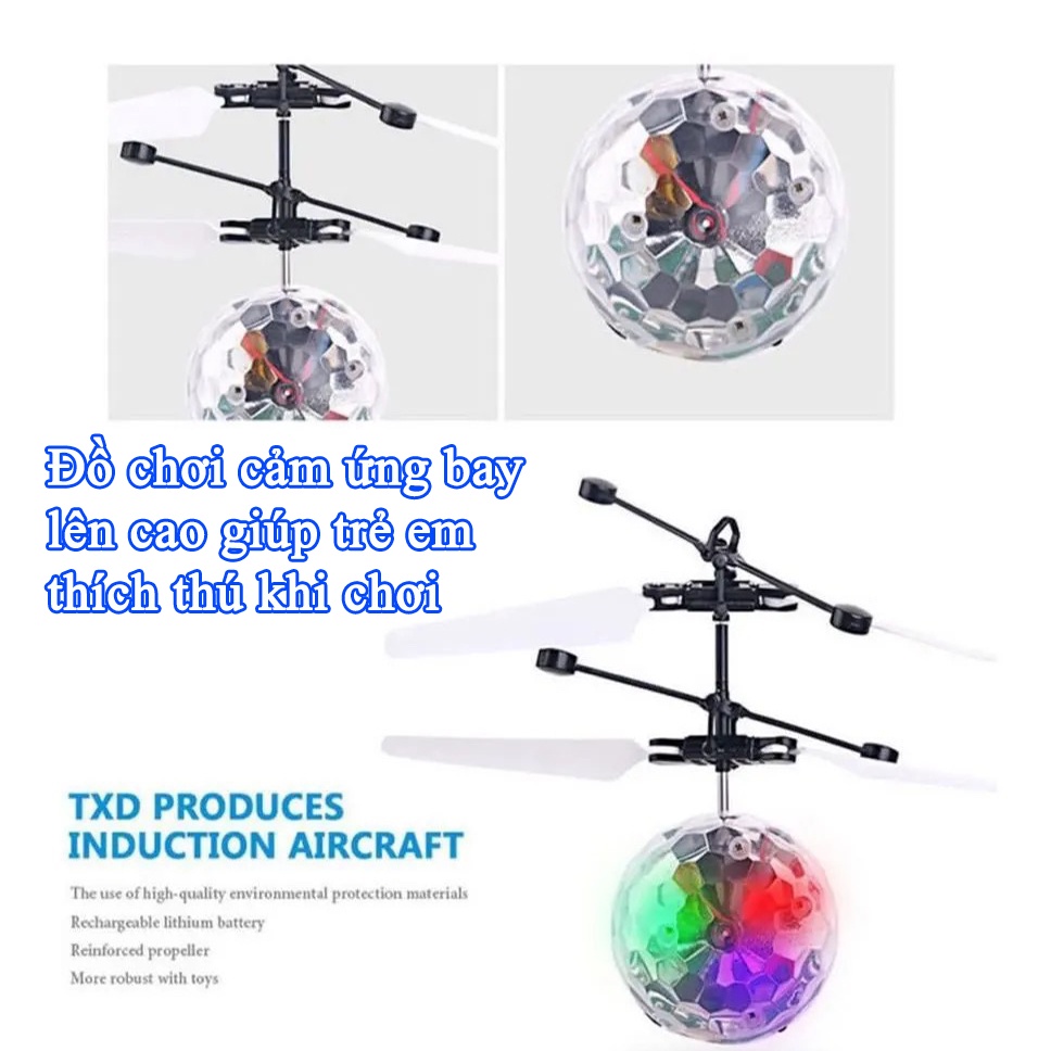 Đồ chơi bé trai quả cầu pha lê bay cảm ứng phát sáng đèn LED, Đồ chơi cho bé trai bóng bay ma thuật tặng cáp sạc