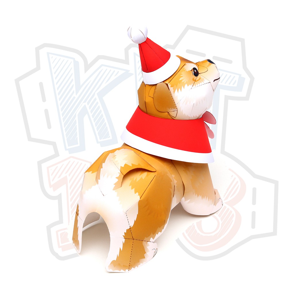 Mô hình giấy động vật Noel Shiba Inu Christmas