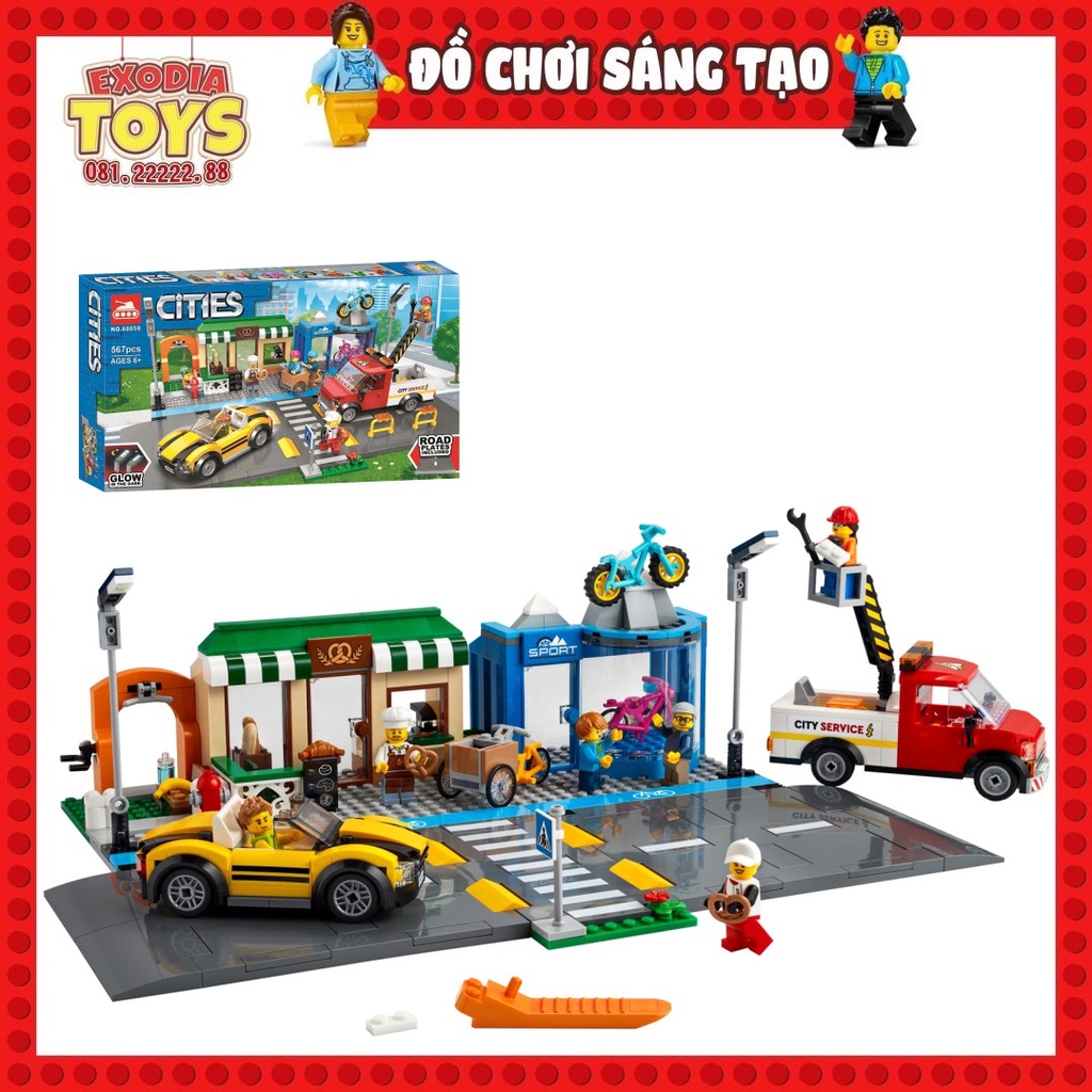 Xếp hình City Khu phố mua sắm Street Shopping - Đồ Chơi Lắp Ghép Sáng Tạo - BELA 60059 Lego Ideas 60306