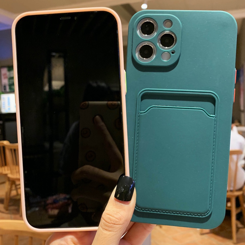 Ốp Điện Thoại Silicone Có Ngăn Đựng Thẻ Cho iPhone 14ProMax 13promax 12pro 11 pro XS max XR