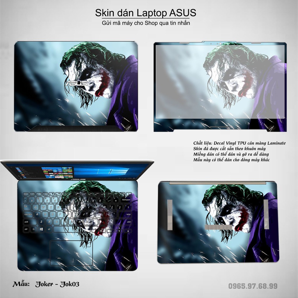 Skin dán Laptop Asus in hình Joker (inbox mã máy cho Shop)