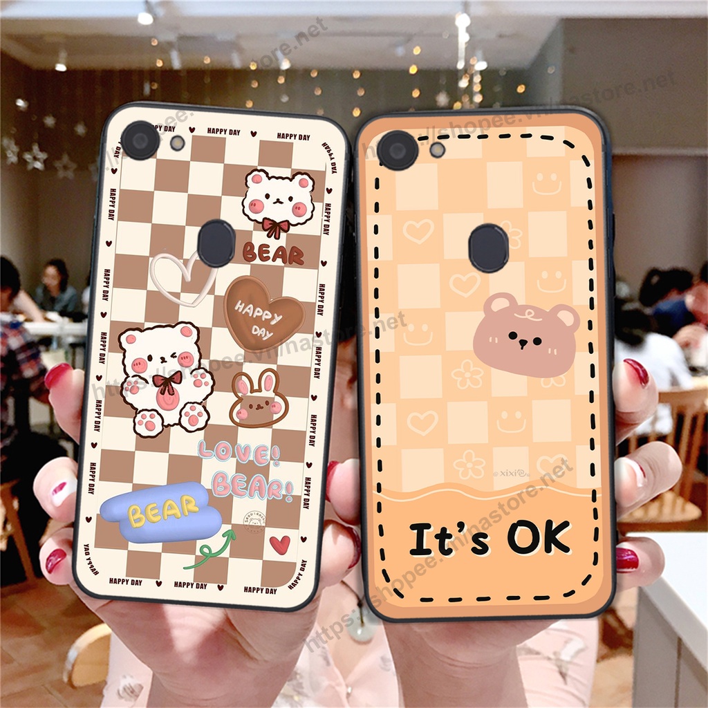 Ốp lưng Oppo F5 / F5 Youth / F7 / F7 Youth trái tim hình gấu cute cá tính, giá rẻ, cực bền