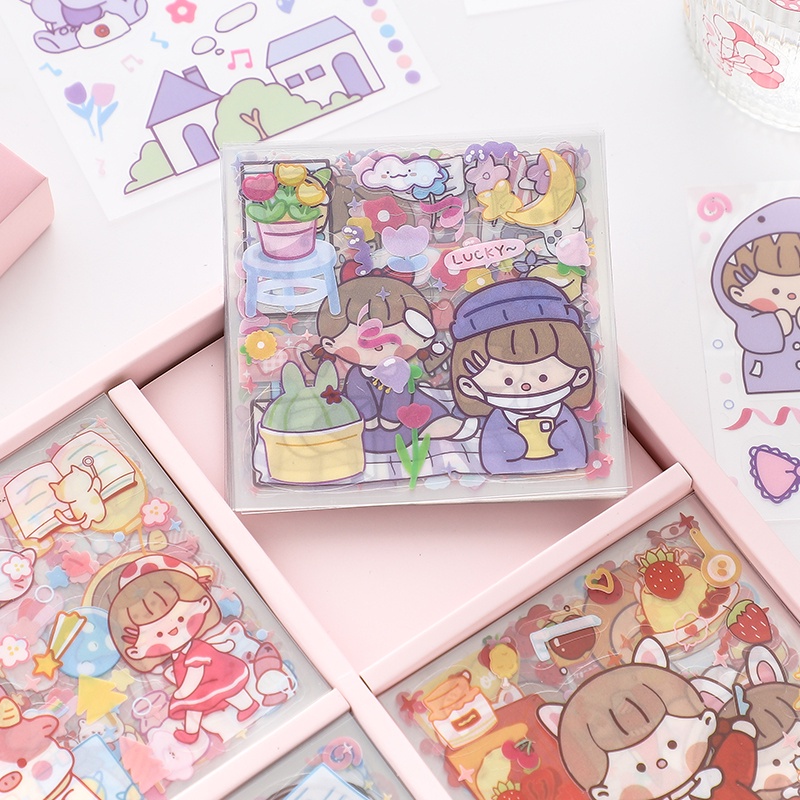 Bộ 100 Miếng Dán Họa Tiết Hoạt Hình Dùng Trang Trí Album Ảnh