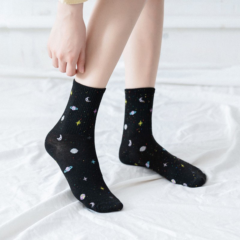 Vớ Cotton Họa Tiết Trăng Sao Lấp Lánh Sáng Tạo Phong Cách Hàn Quốc Cho Bé