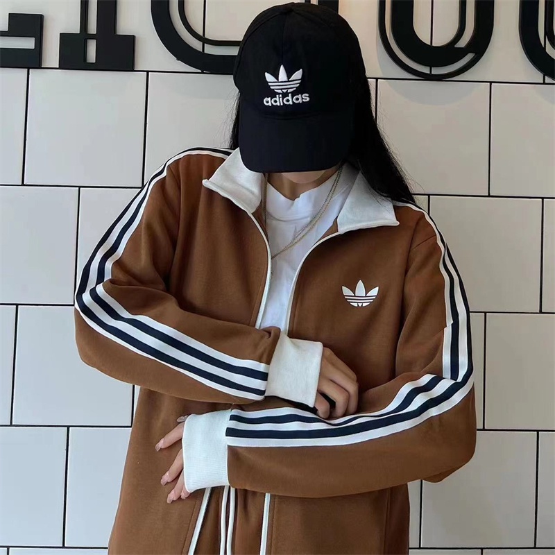 Áo Khoác Gió Adidas Màu Trơn Phối Khóa Kéo Thời Trang Cho Cặp Đôi