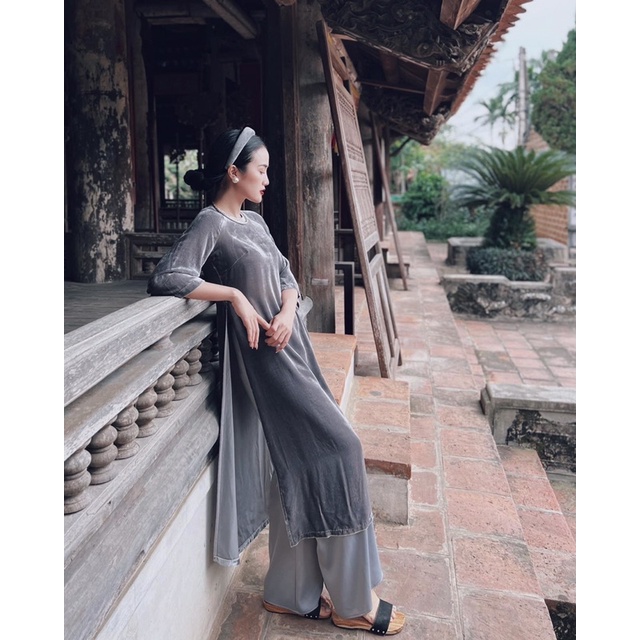 ÁO DÀI DÁNG XƯA CHẤT LIỆU NHUNG CAO CẤP
