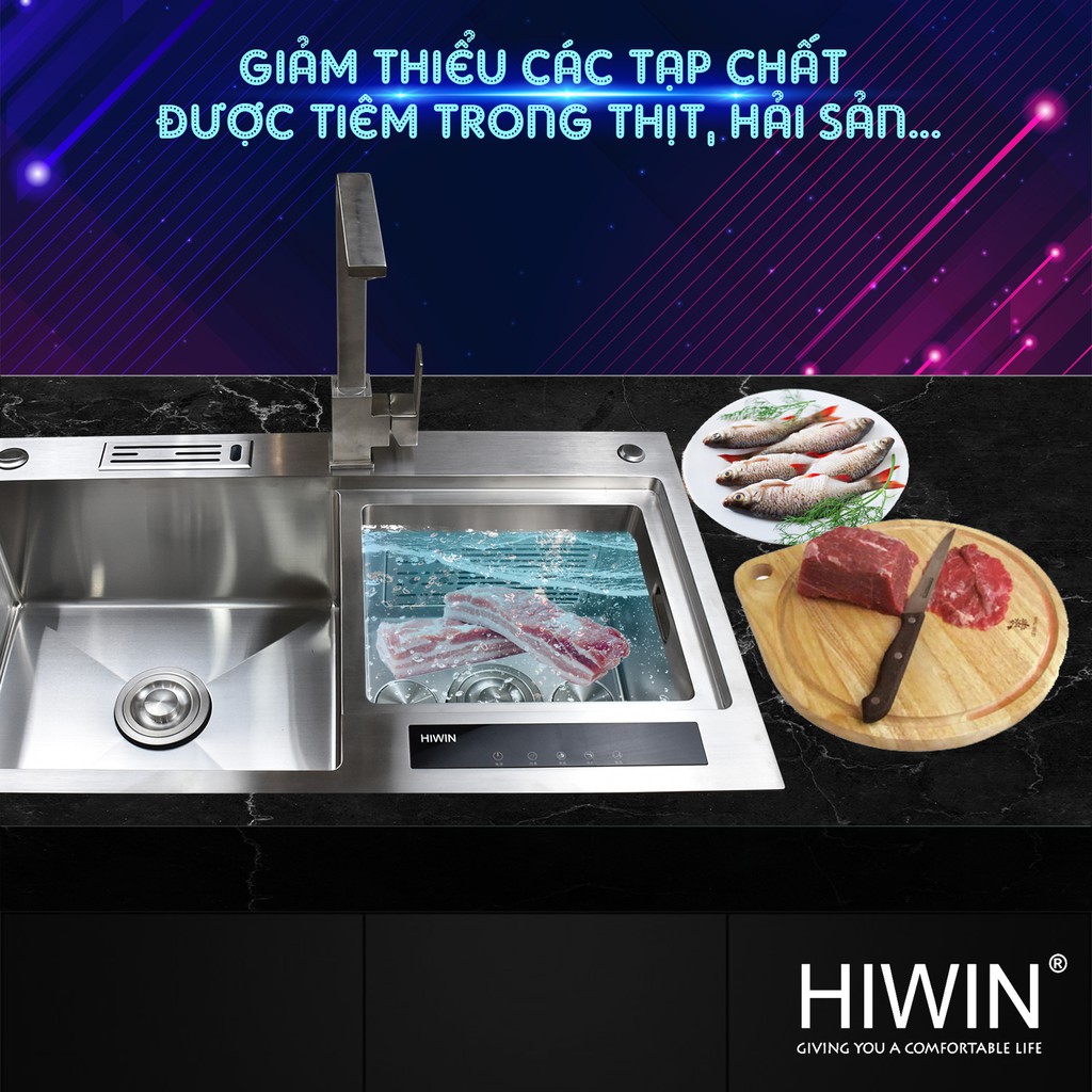 Chậu rửa bát khử khuẩn ứng dụng sóng siêu âm cao cấp Hiwin IKS-8248